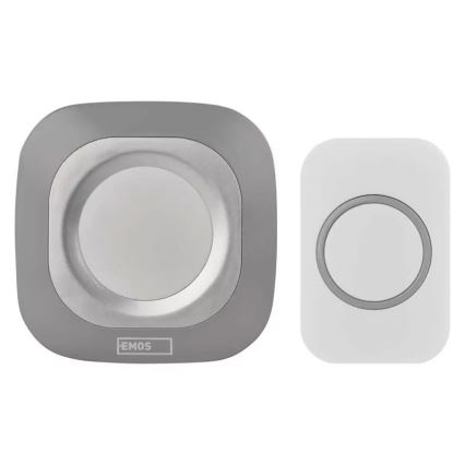 Bezdrátový zvonek do zásuvky 230V + 1xCR2032 IP44 šedá